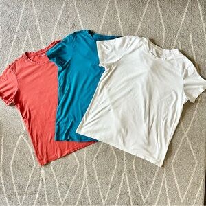 Bundle of 3 Lands’ End White Orange Teal Crew Neck Tees
